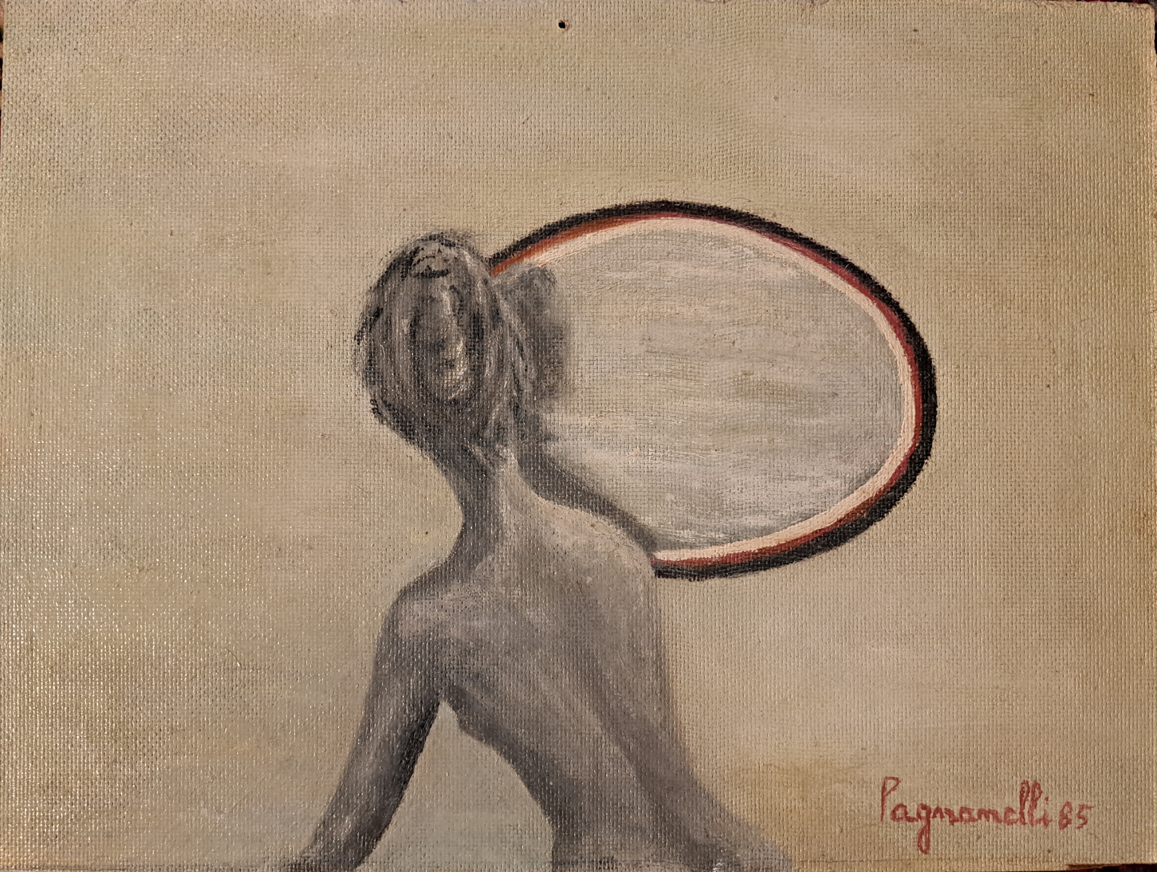 Fig. 4. Liana Medici Pagnanelli, Allo specchio, 1985, olio su faesite, 17x204 cm, Collezione privata